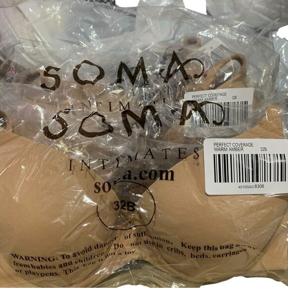 Soma Bra Women's Size 32B Full Coverage Warm Amber Underwire Center Pendant NWT - Picture 4 of 8
